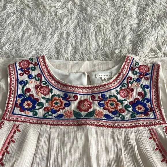 En Creme Floral Embroidered Boho Chic Dress size small - Picture 3 of 6